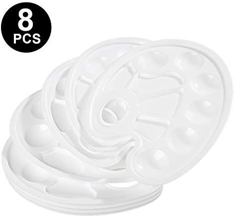 8 Pcs Paint Tray Palette Plastic with Thumb Hole, 9 Inch by 6.7 Inch, 10 Wells for DIY Craft Art Painting