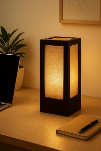 make in modern Handcrafted Wooden Table Lamp with Natural Jute Sh...