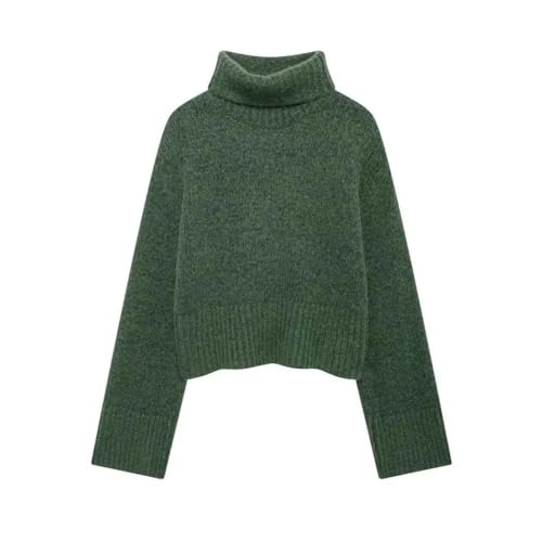 Women Knit Pullover Sweater High Neck Long Sleeve Soft Casual