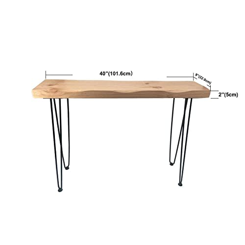 Kirpi Console Table Real Wood, Midcentury Modern Entryway Table, Rustic Wood Sofa Table, Entry Hallway Table Farmhouse, Live Edge Wood Desk Hairpin Legs, Wooden Desk (Natural Wood) #TOP2