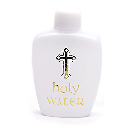 HYROOY Catholic ttle - Agua bendita vacía de 60 ml para agua bendita católica cristiana dorada para contener agua de Lourdes de plástico