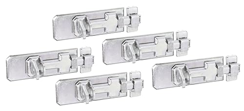 Alberts 841591 Cerrojo porta-candados de seguridad, Con maneta plana y cerradero fijado, Galvanizado, pasivado con capa gruesa, Pletina 140 x 55 mm, Juego de 5