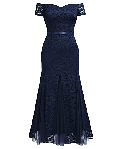 Image of Miusol Women's Plus Size Formal Off Shoulder Vintage Floral Lace Mermaid Evening Party Maxi Dress