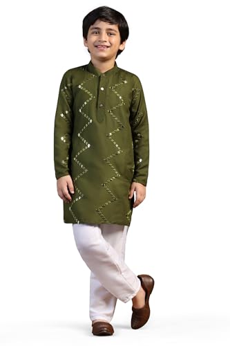 Image of Fashion Dream Boys Cotton Blend Geometric Kurta Payjama Set| Ethnic Set