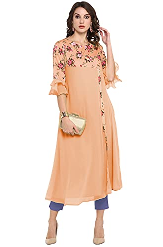 Image of Janasya Women's Poly Crepe Regular Kurta
