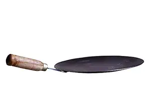 ENGARC Cast Iron Tawa with Handle, 10 Inches, Black