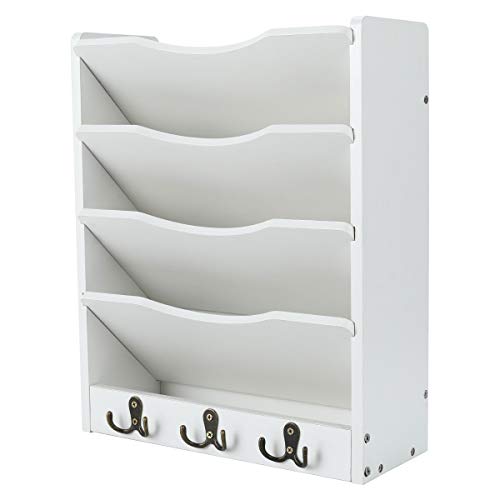 PAG 5-Tier Wall File Holder Hanging Mail Organizer Wood Magazine ...