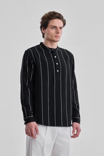 Image of SNITCH Men Casual Shirt for Smart & Everyday Wear | Regular Fit Full Sleeve Point Collar Striped Pattern | Breathable Cotton Blend Fabric for All Day Comfort