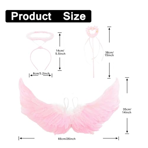 Set Disfraz de Ángel Alas Plumas 26x14 Pulgadas Nishine miniatura 2