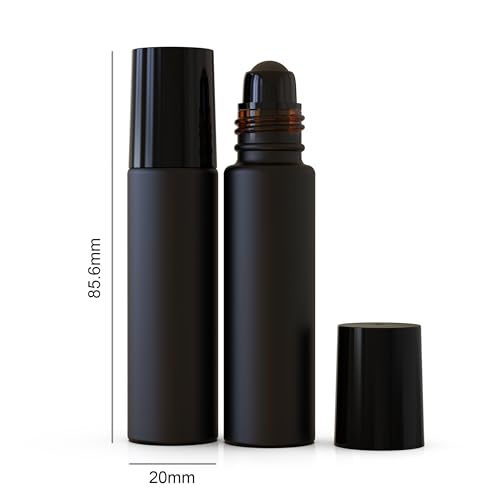 8 Pack, 10ml Essential Oil Roller Bottles, Black Glass Roller Balls for Essential Oils, Empty Rollerball Bottle for Travel Refillable Roll on Perfume with Caps2