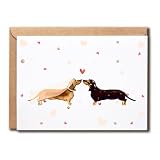 VKNDesigns Dachshund Wedding Card - Dachshund Love Card - Sweet Valentines Day Greeting Card - Wedding Congratulations Card, White