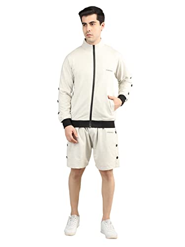 Image of CHKOKKO Men's Regular Cotton Regular Fit Plain Shorts for Men Ecru 3XL