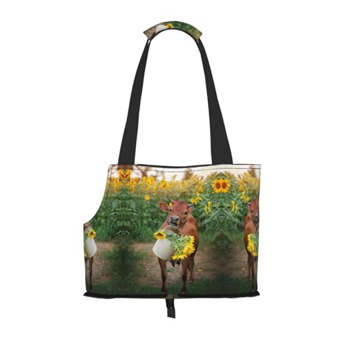 Sac de transport pour petits chiens et chats à motif vache et tournesols - 2