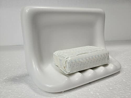 Bright White Matte Ceramic Soap Dish Tray Tile in Daltile Color 0790 Mid Century Modern Retro