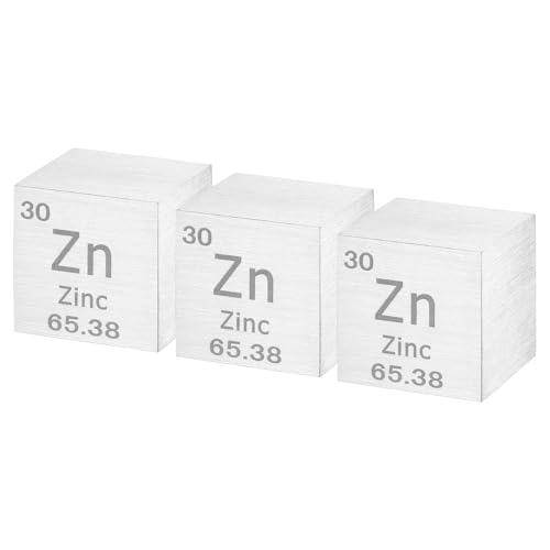 Image of uxcell 3 Pcs Zinc, 1 Inch High Density Metal Element Metal Density for Chemical Elements Collection Science Education Experiment Application, Silver