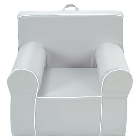 Heritage Kids Grey Everywhere Foam Armchair with Carry Handle and Removable Cover,25"x21"x22",Ages 3+ Cover