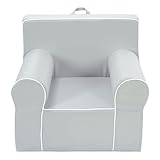 Heritage Kids Grey Everywhere Foam Armchair with Carry Handle and Removable Cover,25'x21'x22',Ages 3+
