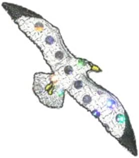 Seagull Sparkle Iron On Patch with Holographic Dots, 2.125 x 1 inches, White and Black image 2