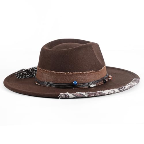 Sombrero Fedora Brim Retro Western Unisex Camel miniatura 5