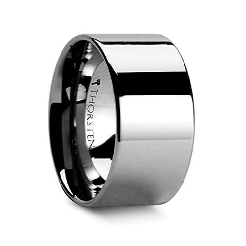 Roy Rose Jewelry Mens Tungsten Carbide Flat Wedding Ring - Polished Comfort Fit - 2mm 4mm 6mm 7mm 8mm 10mm 12mm Wide - Style Name: Spartan