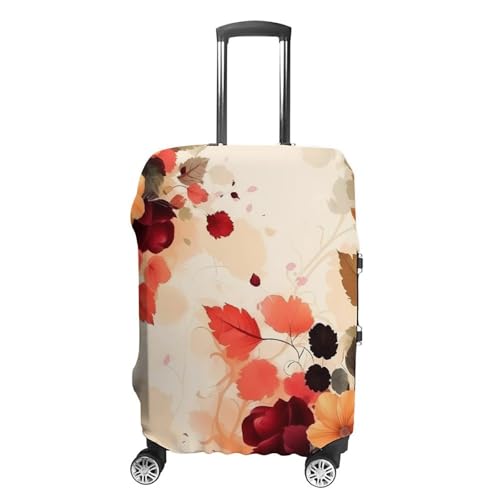 Autumn Beautiful Floral Elastic Luggage Cover Suitcase Protector for 19-32 Inch Suitcases | Universal Stretchable Travel Bag Cover | Anti-Scratch, Washable with Zipper Closure L