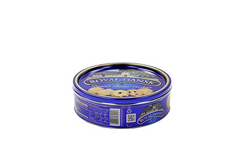 Royal Dansk 81997 Danish Butter Cookies (Pack of 6), Blue Flat Display, Reusable Classic Tin Filled, Made of Real Butter, No Preservatives or Coloring Added, Net Weight 12 Ounce (340 gr)