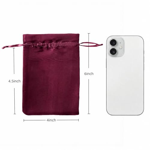 Image of QIANF 20 Pcs Burgundy Small Organza Bags 4X6 inch for Wedding Favors with Drawstring, Mini Mesh Gift Bags Jewelry Pouch for Candy Bridal Shower Party Favor Baby Shower Christmas