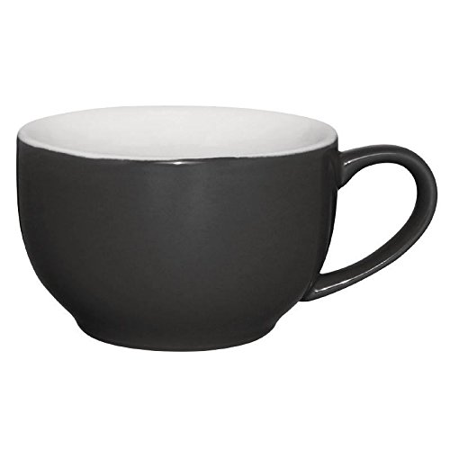 Olympia Cafe Coffee Cup with Handle Charcoal - 230ml 8fl oz (12 Pack) - Dishwasher Safe, Stoneware Hot Drink Mugs GK075