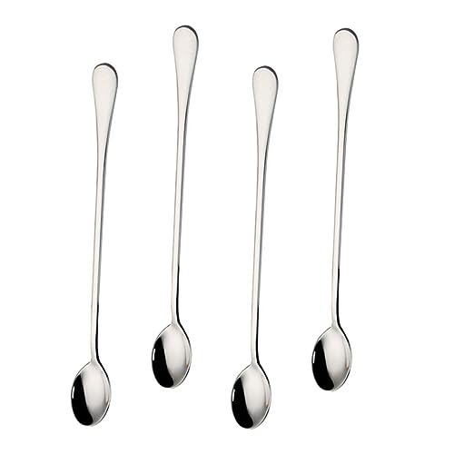 STOBAZA Elegant Tableware 4pcs Stainless Ice Scoop Practical Stirring Spoon for Bar