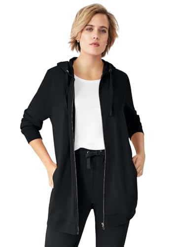 Amazon.com: ellos Women's Plus Size Long Zip Front Hoodie French