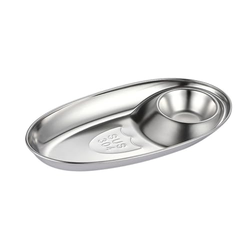 COLLBATH 1pc 304 Sauce Dish Mini Appetizer Plates Sauce Serving Plate Prep Bowl Sauce Serving Dishes Seasoning Sauce Plate Snack Plates Appetizers Snack Dish Saucers Bowl Silver re-usable