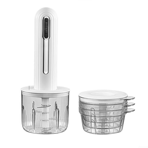 Procesador de alimentos compacto para preparar carnes y verduras sin esfuerzo (blanco)