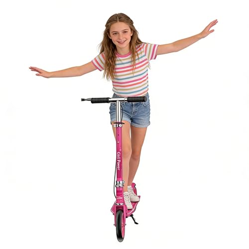 Kick Scooter for Adults Teens Kid Foldable Lightweight Sport Scooters with Hand Brake Adjustable Height Folding, Large Wheels Durable Load 300 LBS Pink by SZCQ - Image 8