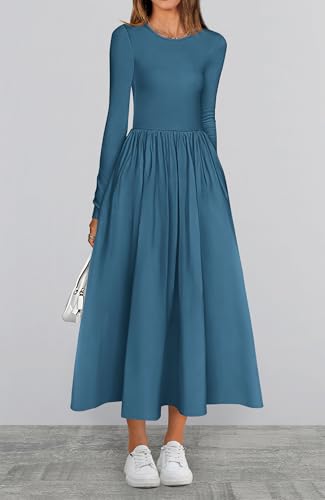 BTFBM Casual Long Sleeve Dresses Spring Dresses 2025 Wedding Guest Dress Midi Dress Flowy Bohemian Long Dress