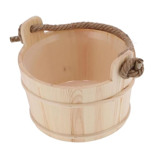 Sharplace Wooden Sauna Bucket Wooden Water Bucket Sturdy Rope Handle Professional Versatile Sauna Accessories Pail for Houses Bathroom