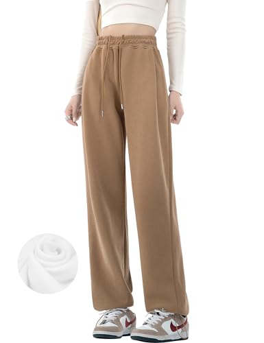 Kiench Teens Girls' Fleece Sweatpants Wide Leg High Waisted Baggy Joggers Pants