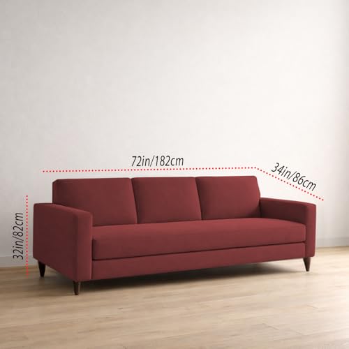 Image of Carlos 3 Seater Sofa Set for Living Room & Home Office, Modern Furniture Fabric Sofa Couch with Comfortable Soft Cushioning, Durable Wooden Frame, Stylish Seating for Home (Maroon)