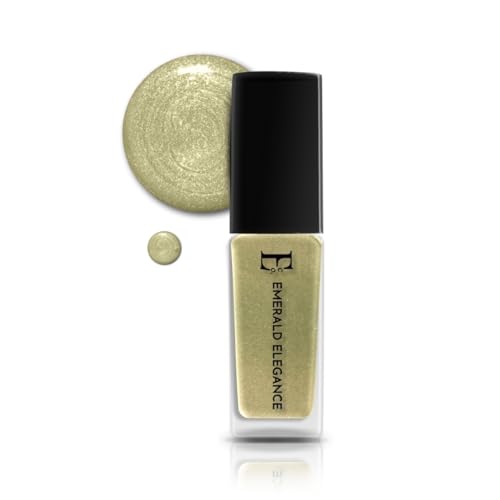 Image of Ellement Co Emerald Elegance Nail Paint for Women 10 ML | Metallic Green Gold Nail Colour | High Gloss Long Lasting Polish | Quick Dry Smooth Application | Chip Resistant Formula with Salon Like Finish | Vegan, Non-Toxic for Party & Festive