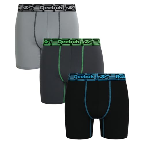 Reebok Mens Boxer Briefs 3 Pack Soft Stretch Boxers with Contour Pouch, 6" - image 1