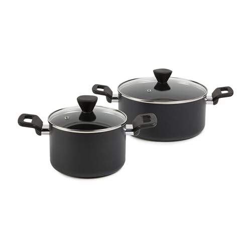 Amazon Basics 10-teiliges Keramik-Antihaft-Kochgeschirr-Set, Stapelbar, Töpfe und Pfannen mit Deckeln, Spülmaschinenfest… – Ansicht 5