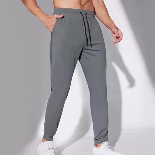 Men's Quick Dry Athletic Pants Drawstring Waist Straight Leg Pants with Pockets Summer Outdoor Running Workout Clothes4