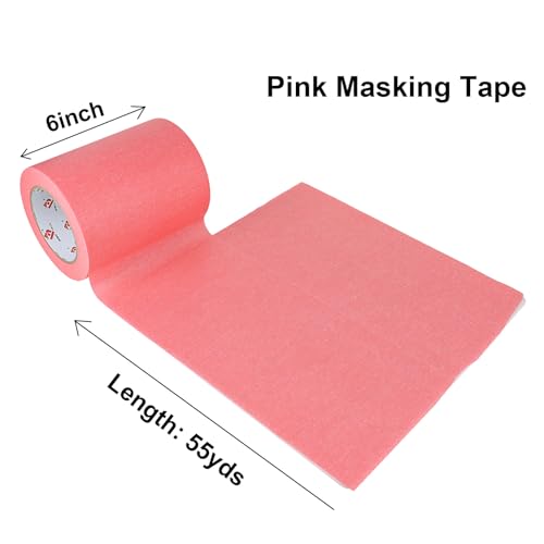 Image of BOMEI PACK 6'' Wide Painters Tape, Pink Painting Tape 60 Yards, 3D Printing Tape, Wide Masking Tape for Painting, Craft Art, Label, Packing, Office, School, Home (6'' x 60 Yards)