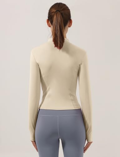 Image of Locachy Women's Lightweight Stretchy Workout Full Zip Running Track Jacket with Thumb Holes