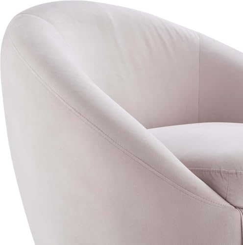 Image of Modern Accent Chair Single Seater Channel Tufted Round Shaped Fluffy Chair for Living Room, Bedroom, Apartment (Baby Pink)