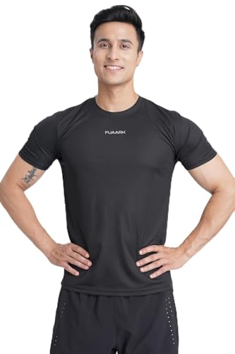 Image of FUAARK Men Moisture Wicking Solid Round Neck Tshirt