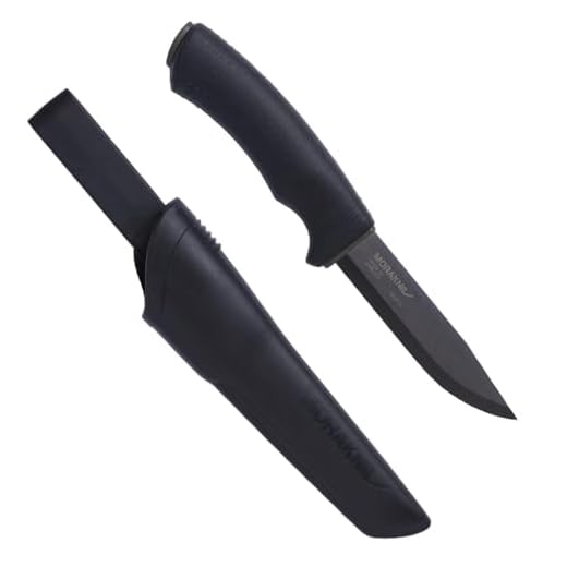 Morakniv Carbon Steel Fixed-Blade Bushcraft Knife with Sheath, Black, 4.3 Inch