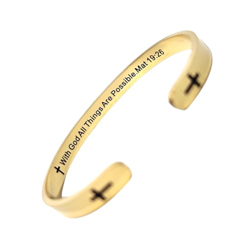 RENYILIN Religious prayer bracelet Christian inspirational quotes Cross Cuff bracelet Baptismal Fait...