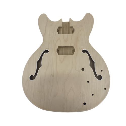 Yinfente Basswood Electric Guitar Body+ Maple Top With Binding, HH Pickup, 335 Style Unfinished Guitar Part Handcrafted Diy (Arch body)