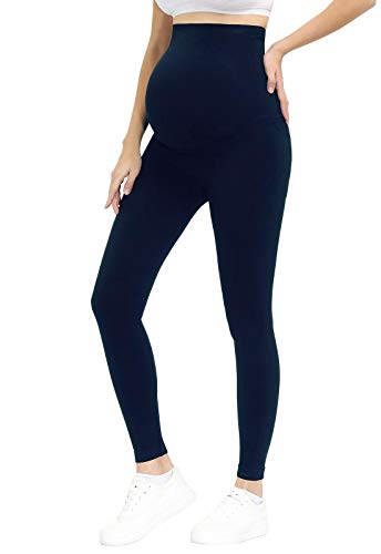 HOFISH Women s Maternity Leggings Over The Belly Pregnancy Yoga Tights Pants Navy Large