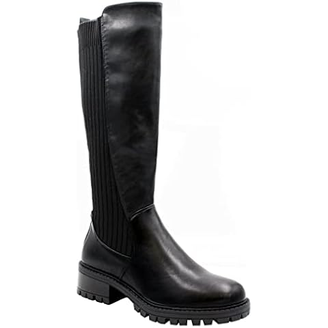 Women Long Shoes | Ladies Sock Knee High Boots | Womens Chunky Boots | Womens Sole Wide Calf Shoes | Ladies Riding Boots 3-8 Cover